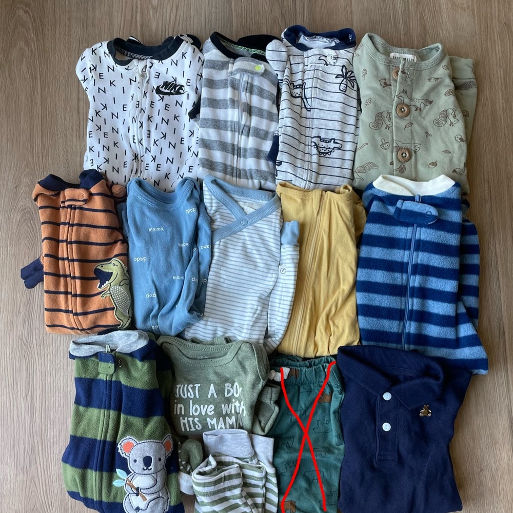 Lot of 0-3 month (0-3M) Baby Boy Onsies